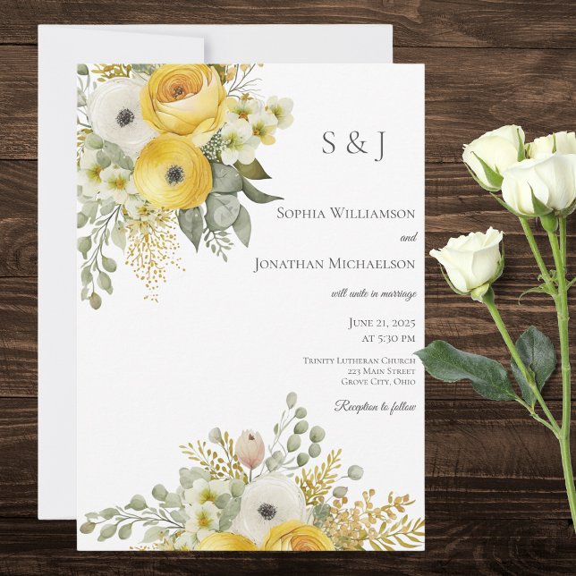 Elegant Gold & Beige Floral Wedding Invitation (Creator Uploaded)