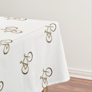 Elegant Gold Bike Pattern Bicycle Cycling Cyclist Tablecloth