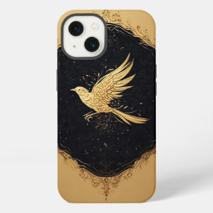 Elegant Gold Bird in Ornate Vintage Frame iPhone 13 Case