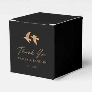 Elegant Gold Birds on Black   Wedding  Favour Box
