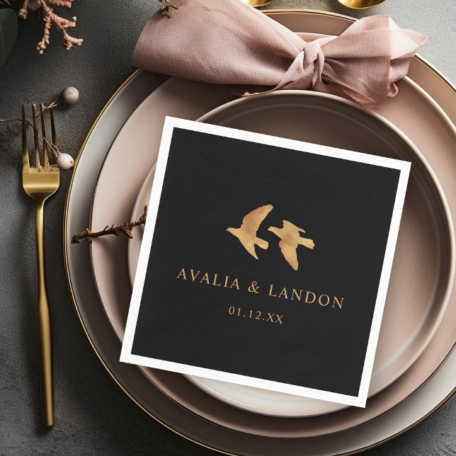 Elegant Gold Birds Wedding  Napkin (Creator Uploaded)