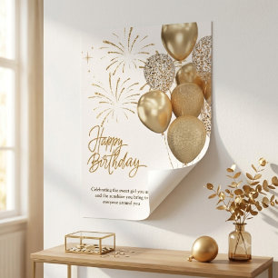 Elegant Gold Birthday Festive Glitter Balloon Poster