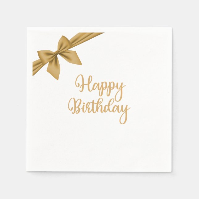 Elegant Gold Birthday Napkin (Front)