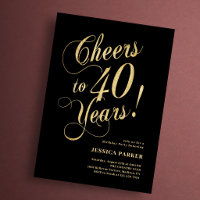 Elegant Gold Black 40th Birthday