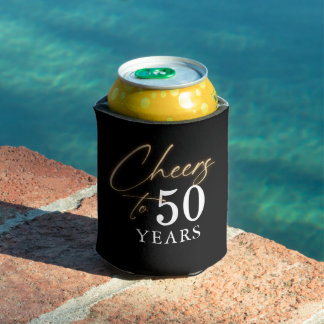 Elegant Gold & Black Adult Birthday Party Favor Can Cooler