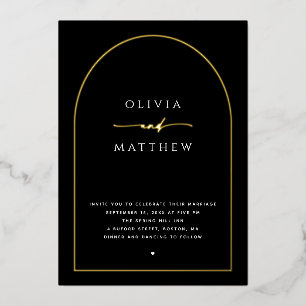 Elegant gold black arch minimalist wedding QR code