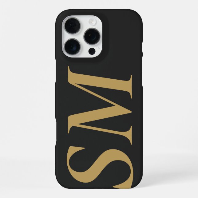 Elegant Gold Black Bold Initial Monogram iPhone Case (Back)