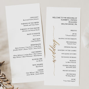 Elegant Gold & Black Calligraphy Wedding Programme