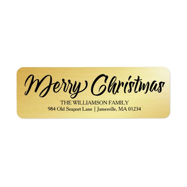 Elegant Gold Black Christmas Return Address Labels (Front)