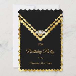 Elegant Gold Black Diamond Birthday Party Invitation