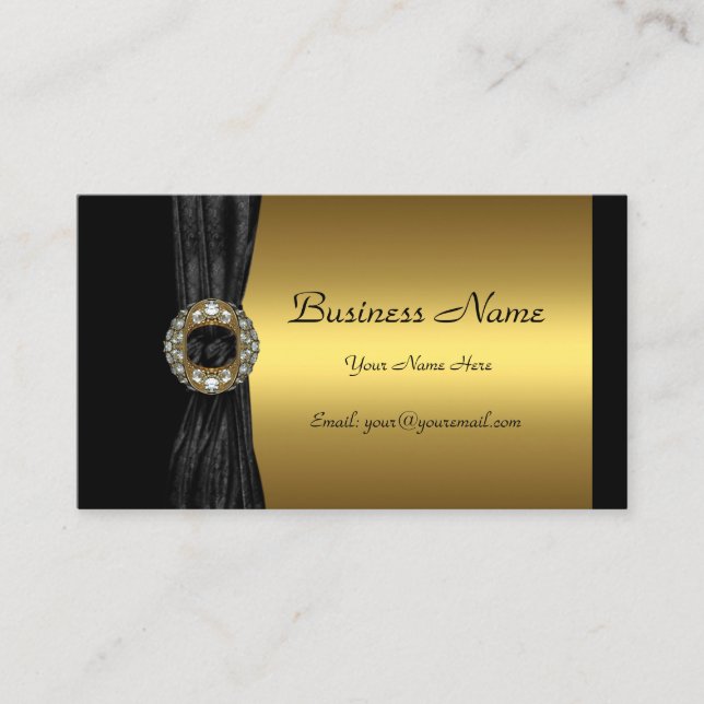 Elegant Gold Black Diamond jewel Business Card (Front)