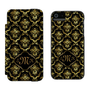 Elegant Gold & Black Floral Damasks Incipio Watson™ iPhone 5 Wallet Case