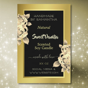 Elegant Gold Black Floral Product Labels Beauty &