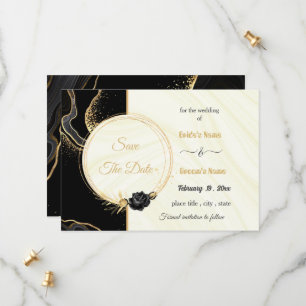 elegant gold & black floral save the date
