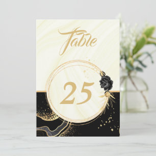Elegant gold & black floral table number