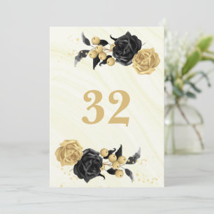 Elegant gold & black flowers  table number