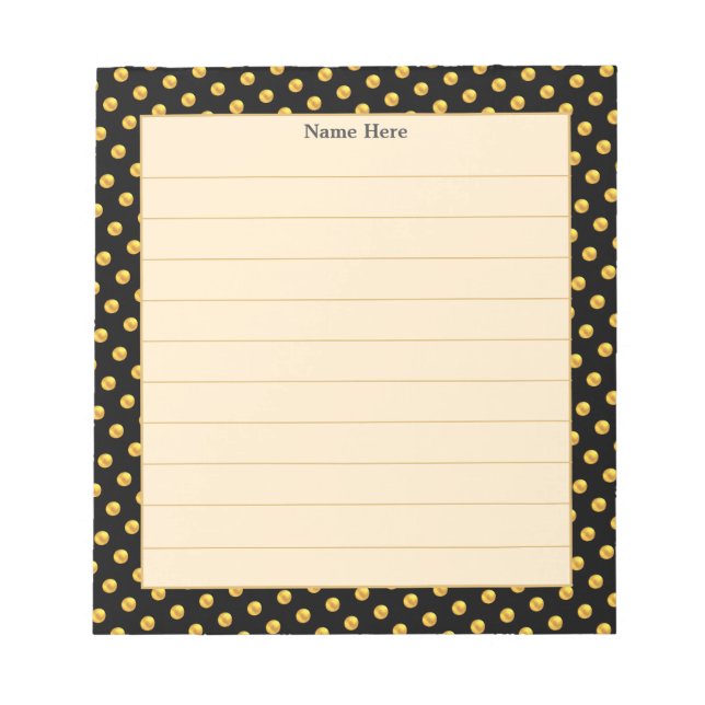 Elegant Gold & Black Frame on Light Beige  Notepad (Front)