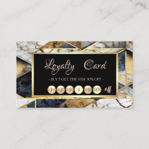 Elegant Gold Black Geometric Marble Frame   Loyalty Card