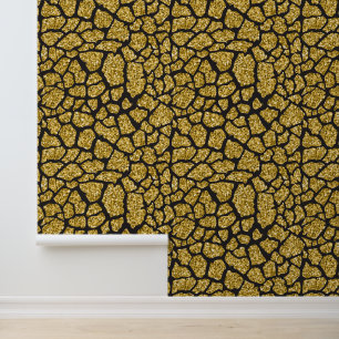 Elegant gold black giraffe print  wallpaper