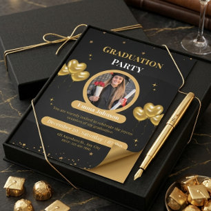 Elegant Gold & Black Graduation Party Invitation