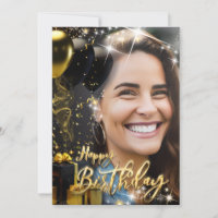 Elegant Gold Black Happy Birthday Celebration