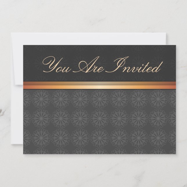 Elegant Gold Black Invitation Card (Back)