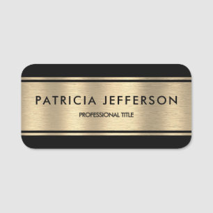 Elegant Gold & Black Luxury: Style and Refinement Name Tag