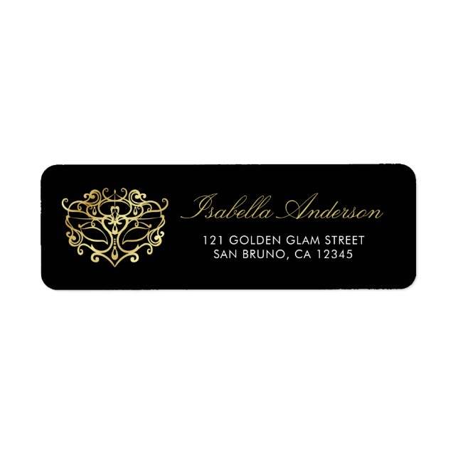 Elegant Gold & Black Masquerade Surprise Party (Front)