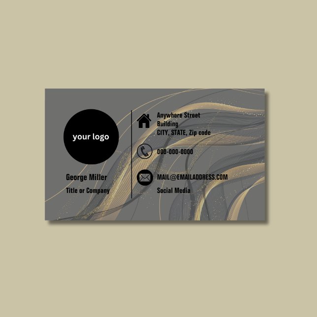 Elegant Gold Black Minimalist Professional logo Business Card (Creator Uploaded)