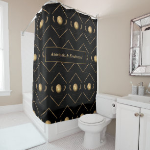 Elegant Gold Black Pattern Personlize Shower Curtain