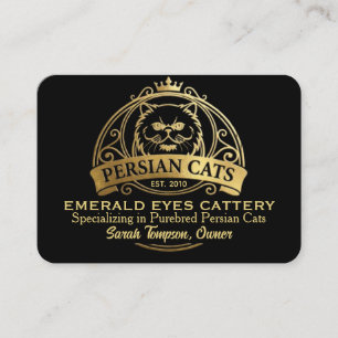 Elegant Gold & Black Persian Cattery Business Card