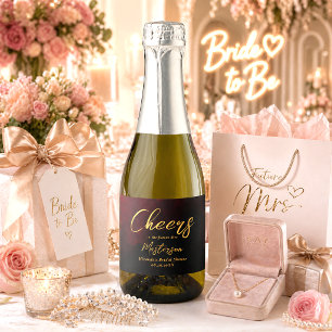 Elegant Gold Black Red Bridal Shower Sparkling Wine Label