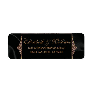 Elegant Gold Black Return Address Label