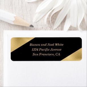 Elegant Gold Black Return Address Labels