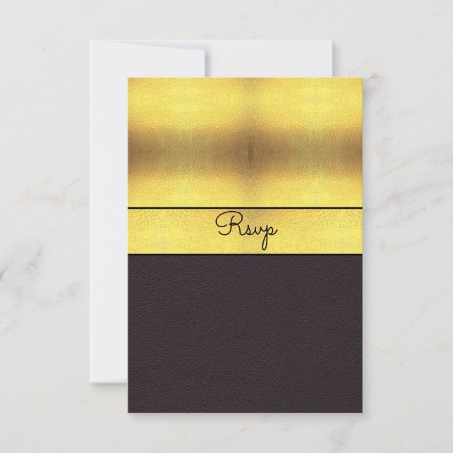 Elegant Gold & Black RSVP Card (Front)