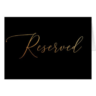 Elegant gold black script wedding reserved sign