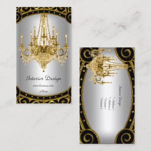 Elegant Gold Black Silver Chandelier Interior Business Card