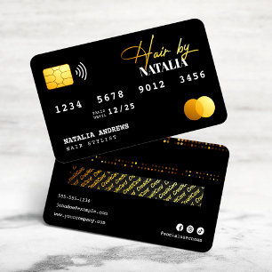 Elegant Gold Black Sparkle Hairstylist Credit Card