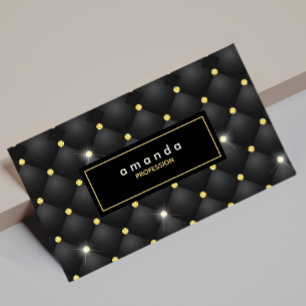 Elegant gold black sparkly glitter monogram magnetic business card