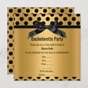 ELEGANT GOLD BLACK SPOT BACHELORETTE PARTY INVITATION