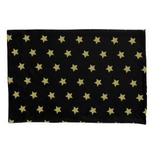 Elegant Gold & Black Star Pattern  Pillowcase
