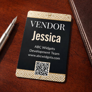 Elegant Gold Black Vendor Convention Name Badge ID Badge