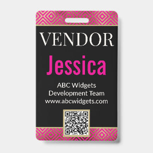Elegant Gold Black Vendor Convention Name Badge ID Badge