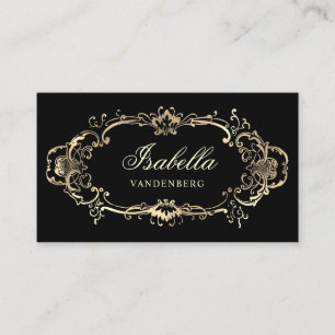 Elegant Gold Black Vintage Ornamental Baroque Business Card