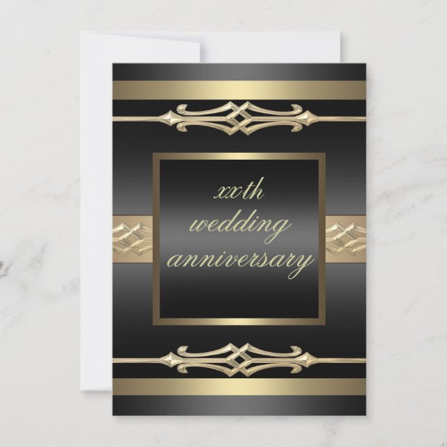 Elegant Gold/Black wedding anniversary Invite (Front)