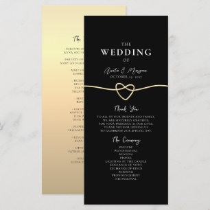 Elegant Gold Black Wedding Ceremony Program