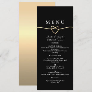 Elegant Gold Black Wedding Dinner Menu
