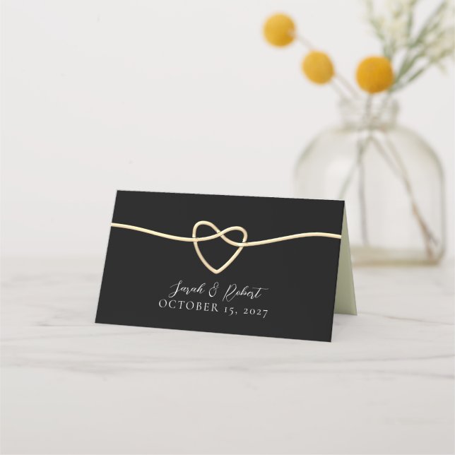 Elegant Gold Black Wedding Place Card (Back)