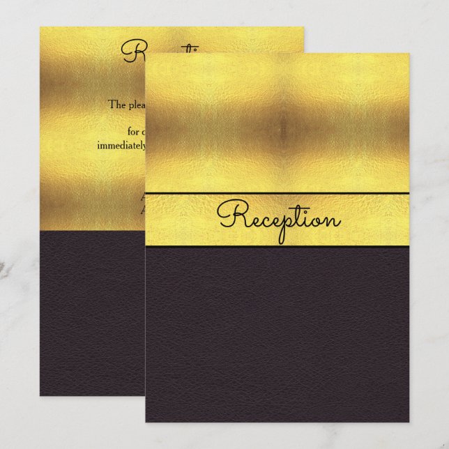 Elegant Gold & Black Wedding Reception Invitation (Front/Back)
