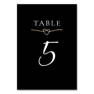 Elegant Gold Black Wedding Table Number Card